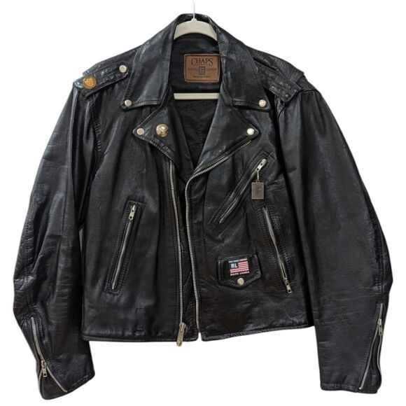 Ralph Lauren Other - Vintage Ralph Lauren x Chaps U.S ARMY 100% Leather Moto Jacket Men's S in black